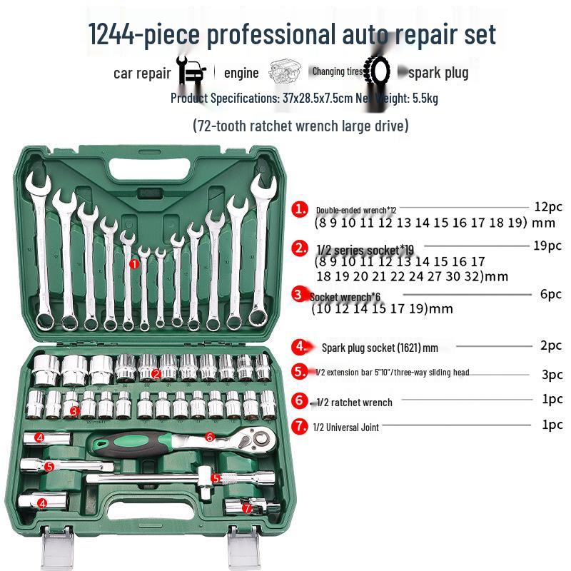 40-Piece Socket Set: Ratchet Wrench & Hex Key for Car/Motorcycle Repair