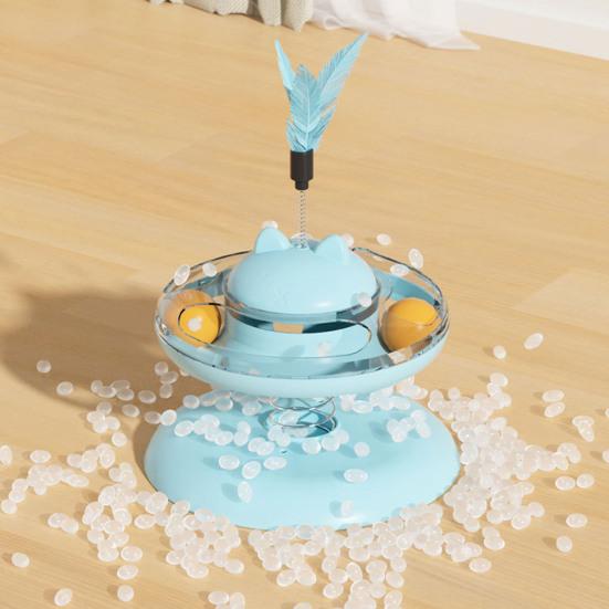 Turntable Funny Cat Toy with Dispenser Silent Smooth Built-in Food Track Anti-slip Base Cat Exercise Toy