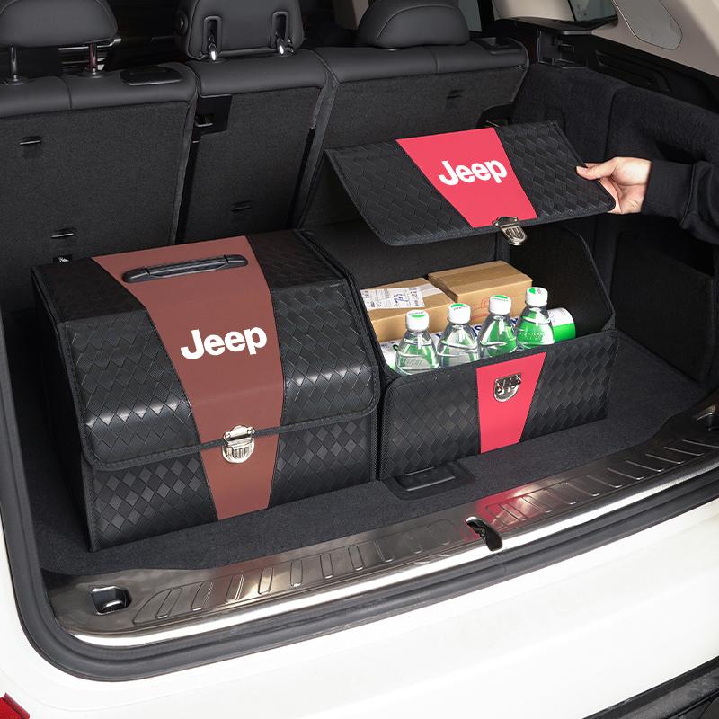 Car Trunk Organizer Leather Collapsible Large Capacity Storage Box For Jeep Wrangler JK Gladiator Renegade Cherokee Valve Stem ALN1