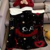 Crimson Cat Flannel Blanket Warm Soft Halloween Christmas Couch Warm Cozy Decorative Decor Gift for All Season