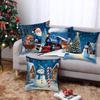 Simple Christmas Party Throw Pillow Cover Indoor Home Decor Sofa Pillow Santa Claus Elk Print Cushion Cushion