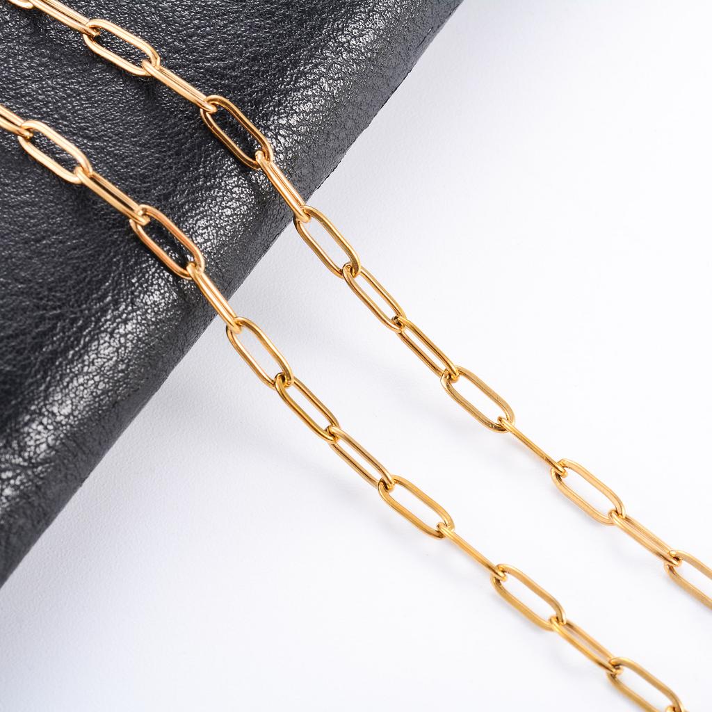 High Quality Gold/Silver Color Stainless Steel Paperclip Chain Men and Women Gift Ring Necklace