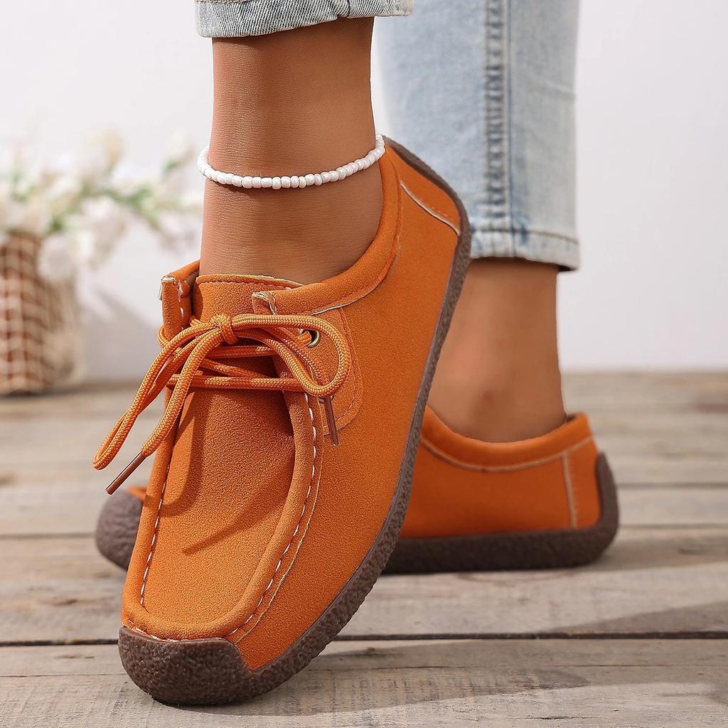 Neuer Eingang Damen Freizeitschuhe 2026 Wildleder Leder Flache Schuhe Sneaker Schnürung Mokassins Damenschuhe Modische Loafer Übergröße 35-42