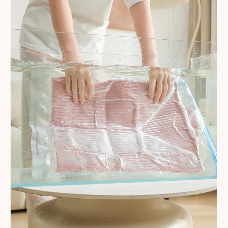 Travel Compress Bag Roll Up Space Saving Clothing Bag No Need for Vacuum Suitable for Hotel Self-service Laundry Home Use Waterproof Dustproof Pouch