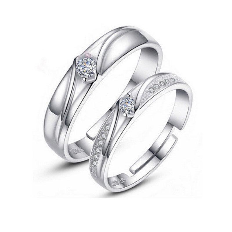 Tonglin S925 Sterling Ezüst Állítható Párgyűrűk - Személyre szabott Esküvői Gyűrűk Férfiaknak és Nőknek.