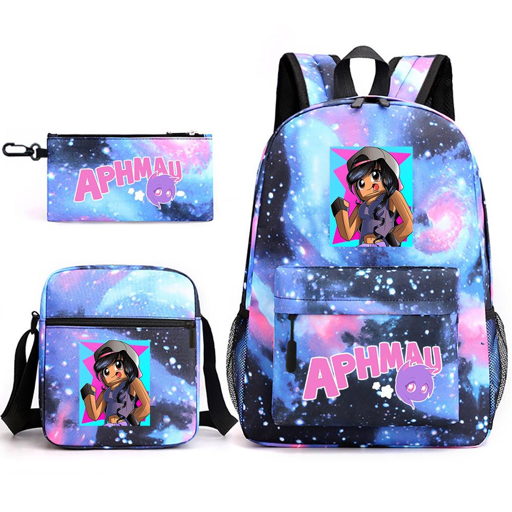 Game Merchandise Aphmau Schooltas Cartoon Rugzak Etui Schoudertas Drie-delige Set Three piece set
