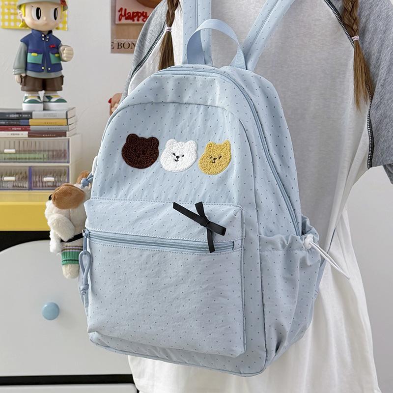 Schoolbag Korean version ins Fresh and sweet backpack female junior high school student backpack Mori cartoon bear casual backpack
