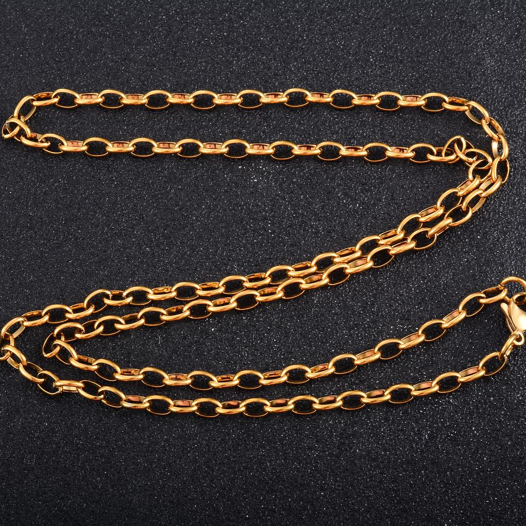 Collana a maglia Rolo in Acciaio Inossidabile 316L Catena O Ovale per Donne Uomini Choker Accessori Gioielli Hip Hop su Collo Collare Regalo Fai da Te