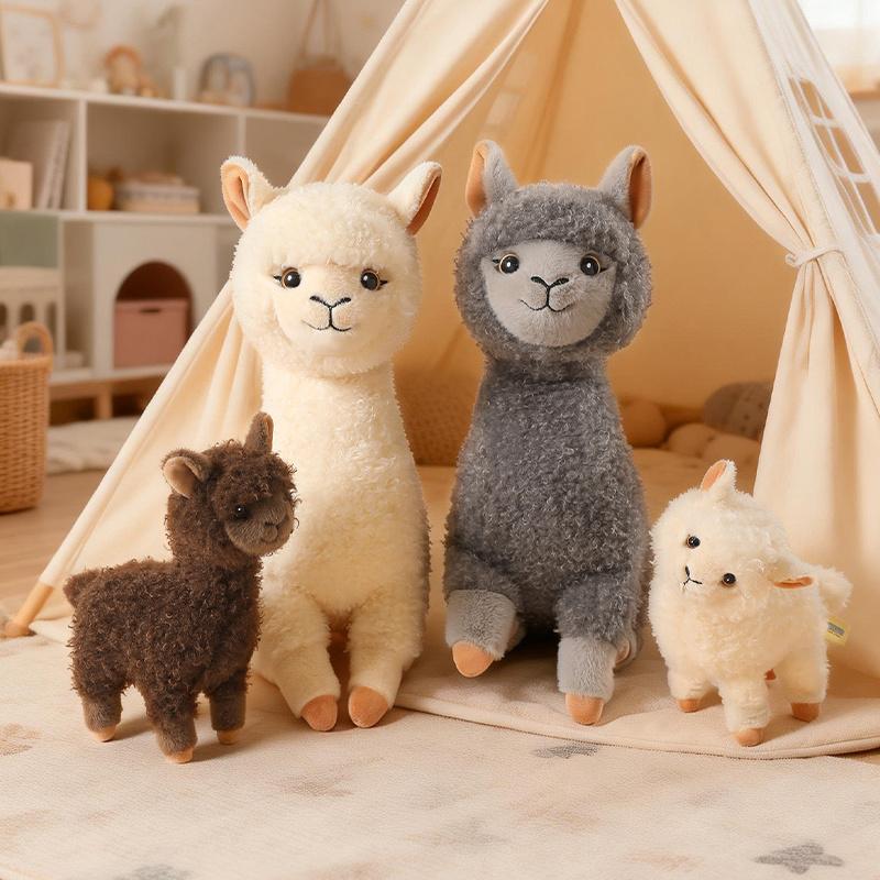 30/40/55cm Lovely Fluffy Alpaca Peluche Toy Kawaii Standing Alpacasso Dolls Stuffed Soft Sheep Animal Pillow Home Decro
