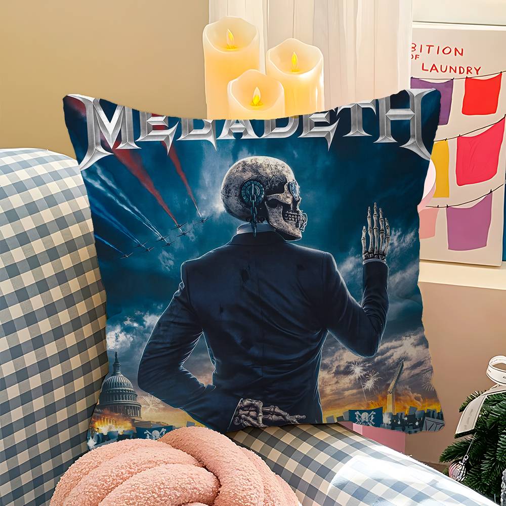 

Метал Рок Группа M-Megadeths Подушка Подарок Украшение для Дома Офиса Подушка Чехол для Подушки для Спальни Дивана Автомобиля 12x12Inch