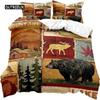 Copripiumino con Cervo Bandiera Americana Decorazione con Alce Set Biancheria da Letto per Ragazzi Adolescenti Tema Animali Selvatici Copripiumino Morbido Poliestere Coperta Trapuntata