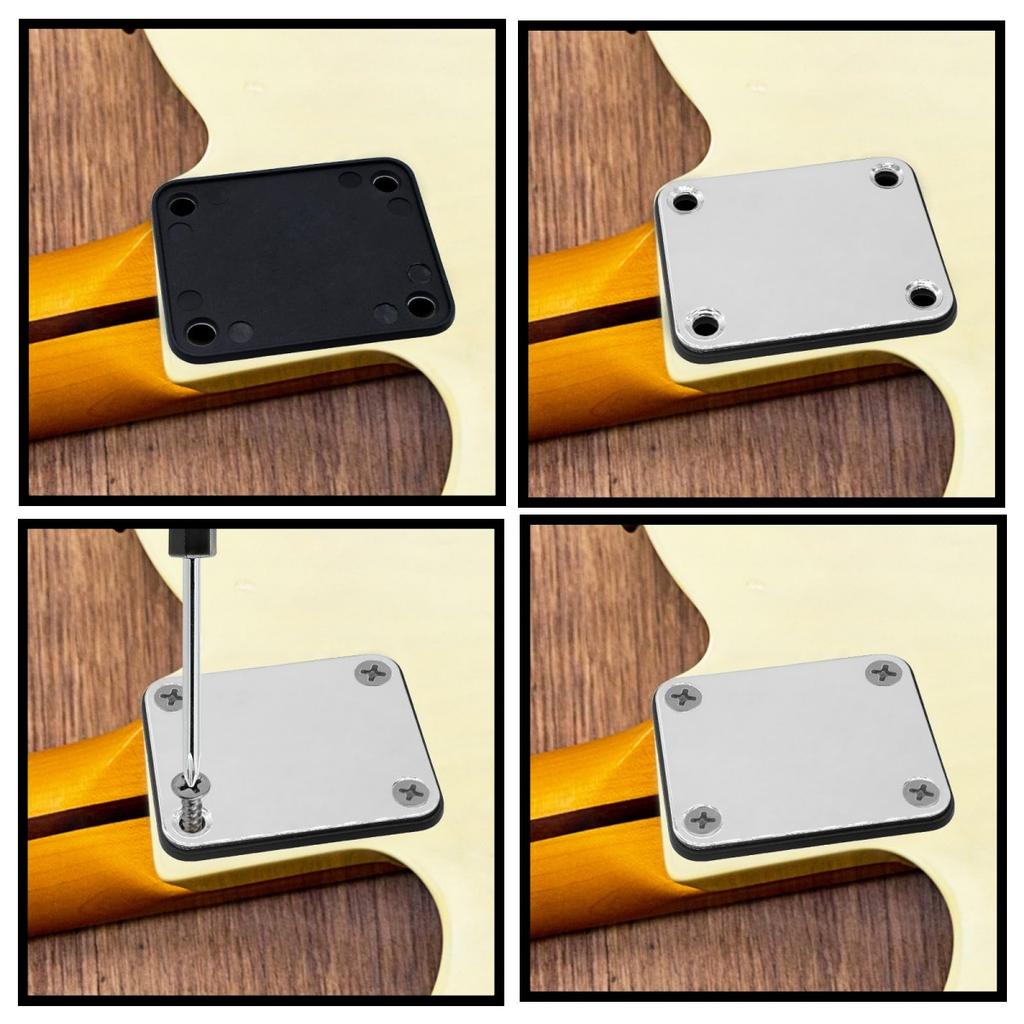 1 Set Electric Guitar Neck Plates/Metal Guitar Neck Joint Plates Joint Reinforce Board/with Screws/for Replacement Guitar Part