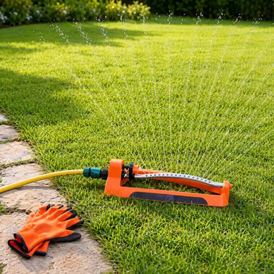 Lawn Sprinkler with Weighted Base 17 Anti-Clog Nozzles Adjustable Water Spray