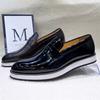 Fashion Men's Handmade Shiny Leather Loafers Pointed Slip-On Business Casual Formal Shoes for Banquet