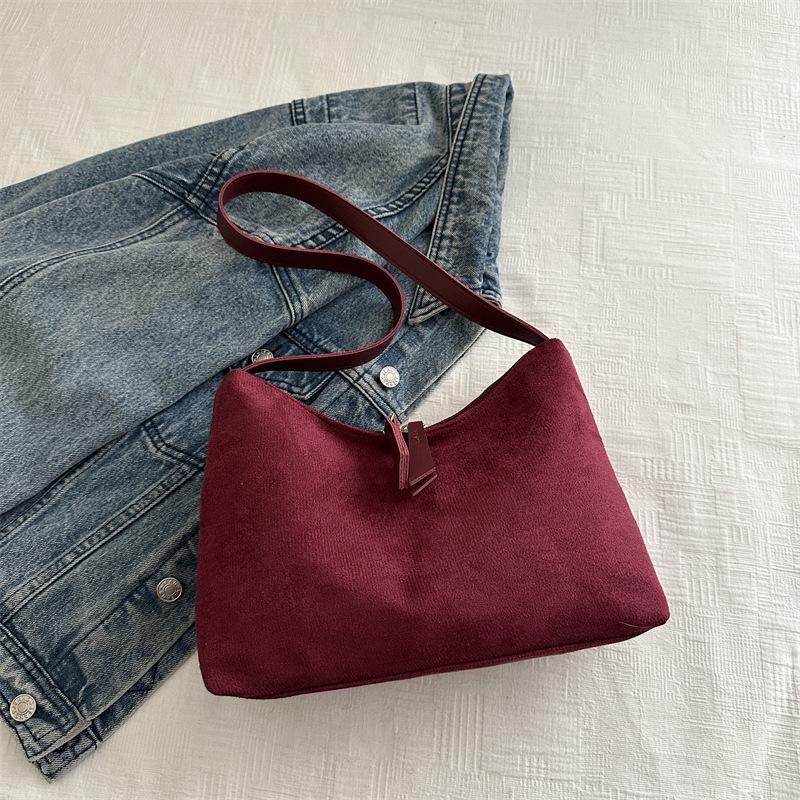 Retro Deerskin Fleece Tote Bag Women'S Autumn And Winter High-Value Fashion Shoulder Messenger Bag Commuter Bag