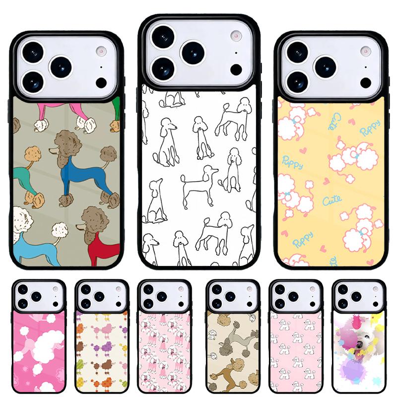 Cartoon Poodles Pattern Phone Case for iPhone 17 16 15 14 13 Pro Max Back Cover for 12 11 Pro Coque