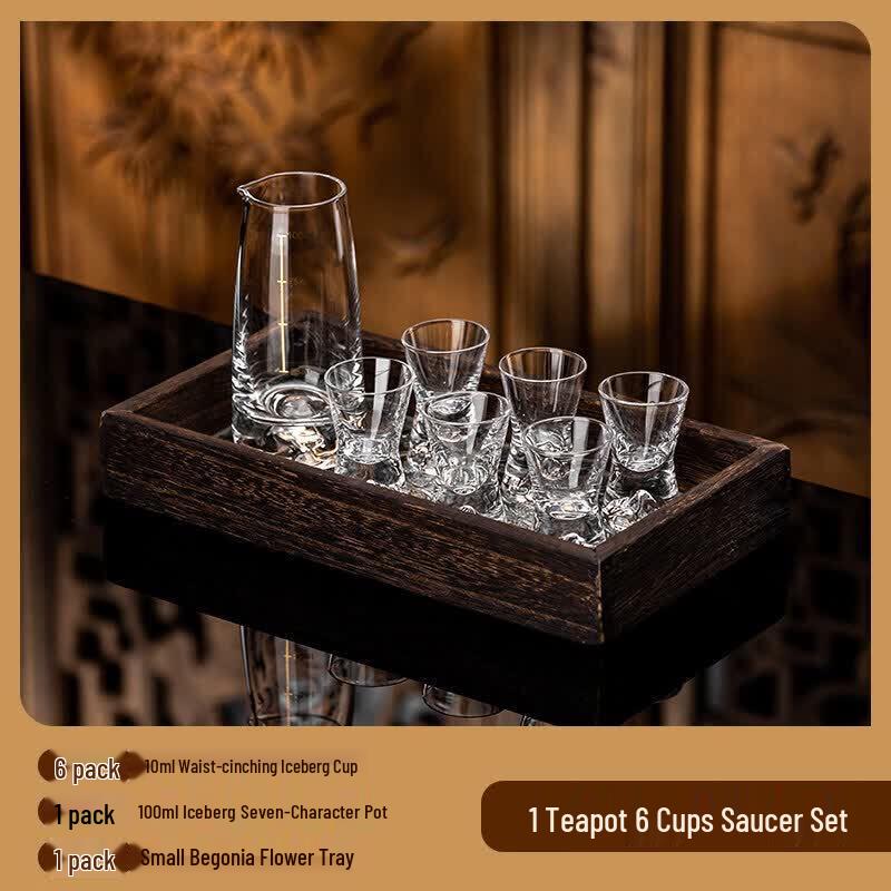 Crystal Iceberg Baijiu Shot Glass Set with Scale