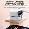 65W Foldable Wall Charger with Retractable Cable - Compact Travel Adapter for iPhone, Samsung, Laptop (US/EU/UK Plug Options