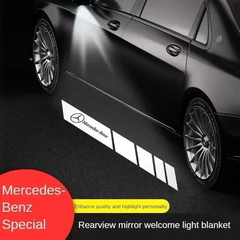 Auto Teppichlampe AMG Logo Licht Engelsflügel Für Mercedes-Benz C-Klasse W205 E-Klasse W213 GT Willkommenslicht Rückspiegel Auto Dekoration
