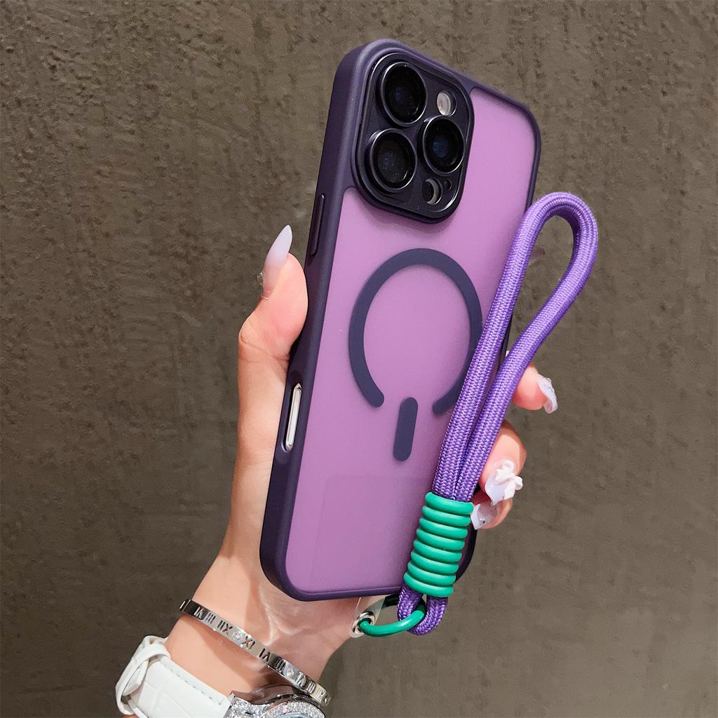 Funda Protectora Transparente Magsafe Antigolpes con Borde Mate Para Para Iphone 17 16 14 13 Mini 15 12 11 Pro Max Plus Correa de Muñeca Cubierta Magnética