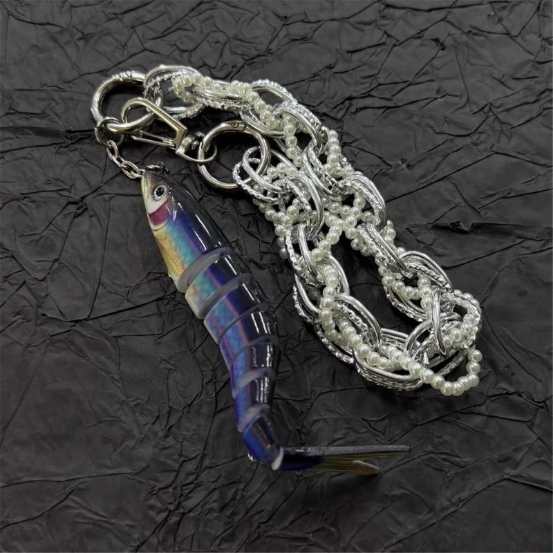 Versatile Fishing Culture Charm Keychain with Lifelike Bionic Fish Design Keyrings Pendant for Practical Decors Use
