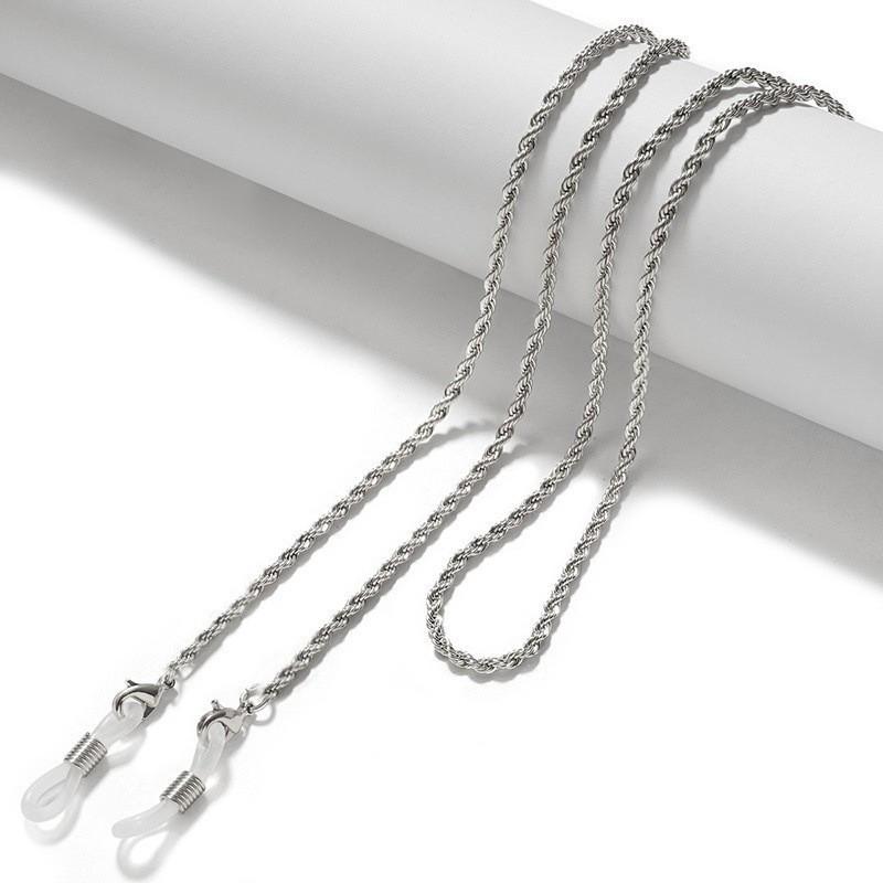 Cross-border Fashion: Twisted Pearl Bead & Snake Chain Eyeglass and Mask Necklace Accessory