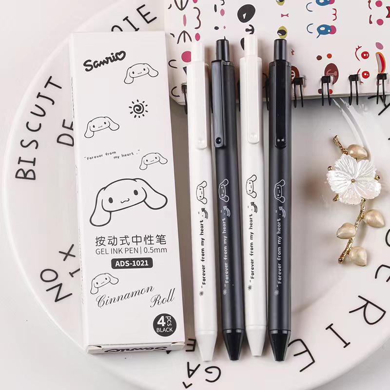 

4Pcs Cute Cartoon Neutral Pen High Appearance Simple Pressing Gel Pen Creative Smooth Writing Signature Pen School Supplies