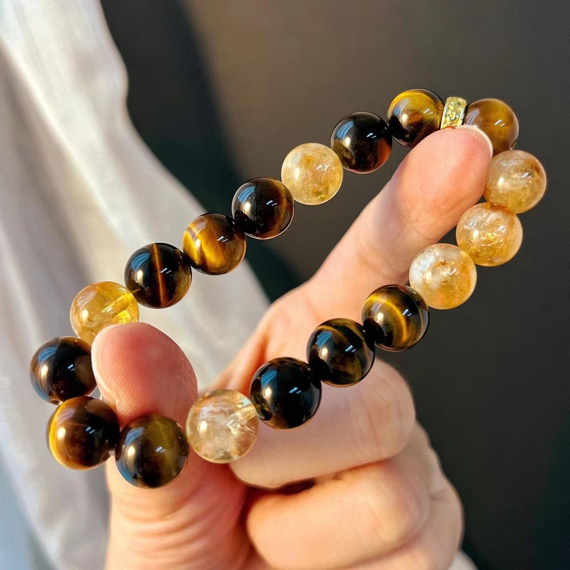 

10Mm Maillard Natural Citrine White Crystal Amethyst Bracelet Tiger S Eye Premium Design Bracelet