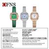 OFNS Women's Fashionable Lightweight Waterproof Quartz Watch with Small Leather Strap and Square Dial