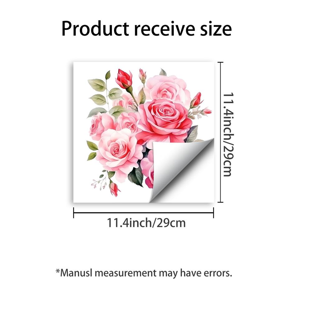 Watercolor Powder Rose Toilet Paper Self-adhesive Removable Bathroom Toilet Cover Decorative Sticker