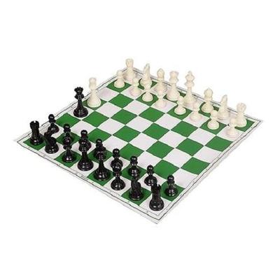 17 X 17 Inches Roll- Up Vinyl Tournament Chess Board Set, with Storage Bag, Big Heavy Chess Pieces and Extra Queens for Kids and Adults