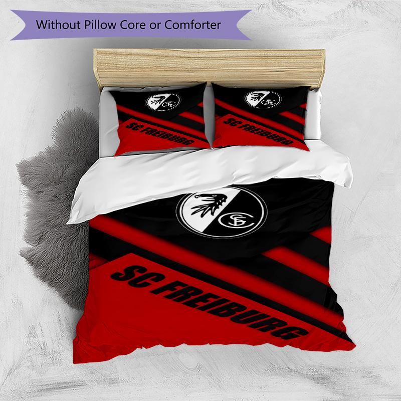 3pcs Duvet Cover Set (1*Duvet Cover + 2*Pillowcase, Without Core), SC Freiburg Print Bedding Set, Bedroom Decor, All‑Season, Birthday Gift