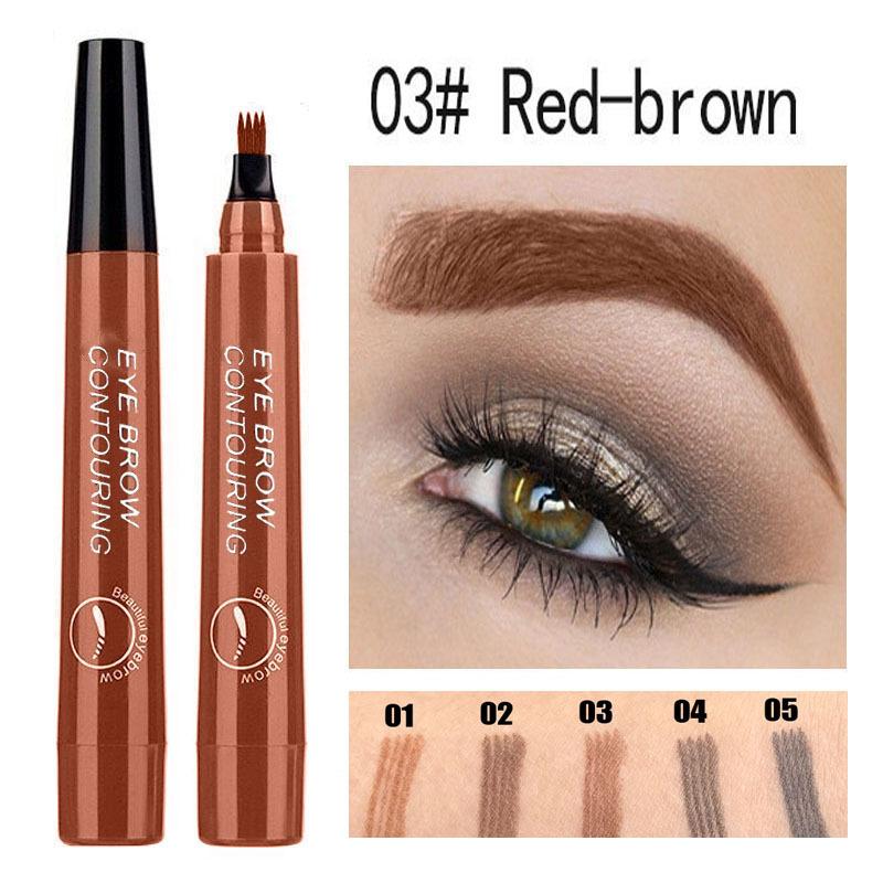Waterproof 4 Point Liquid Eyebrow Pencil Eyebrows Pen Eyebrow Tattoo Waterproof Liquid Black Eye Brow Makeup Pencil Microblading