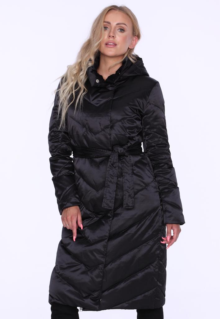 WOMEN' LONG TIE DOWN COAT