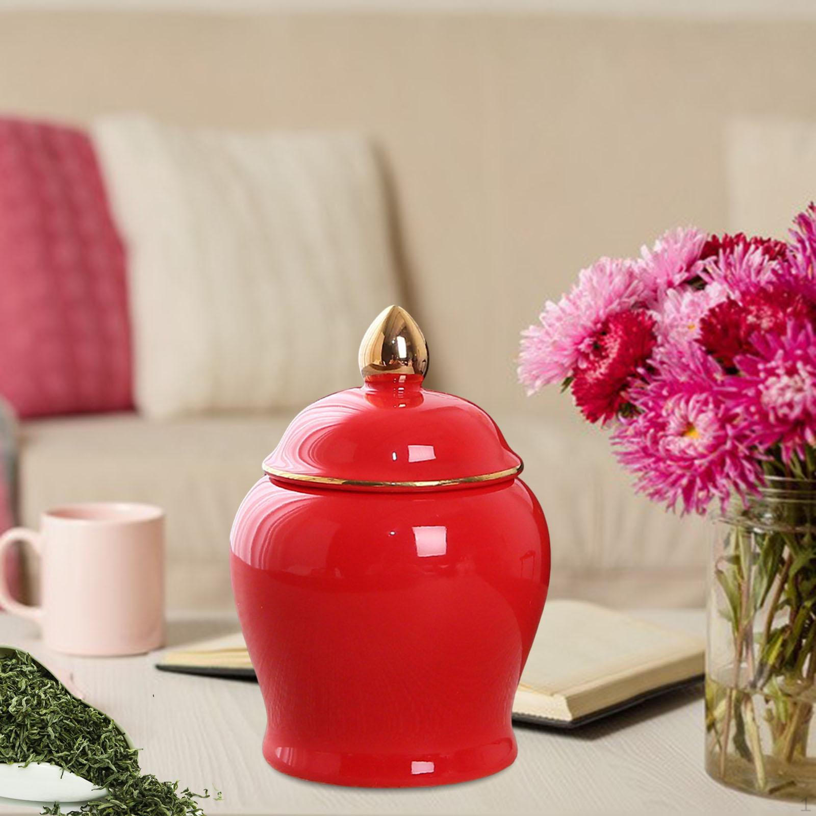 

Ceramic Kitchen Jar Mini Ginger with Airtight Sealing Lid for Serving Ground Coffee, Tea, Sugar, червоний