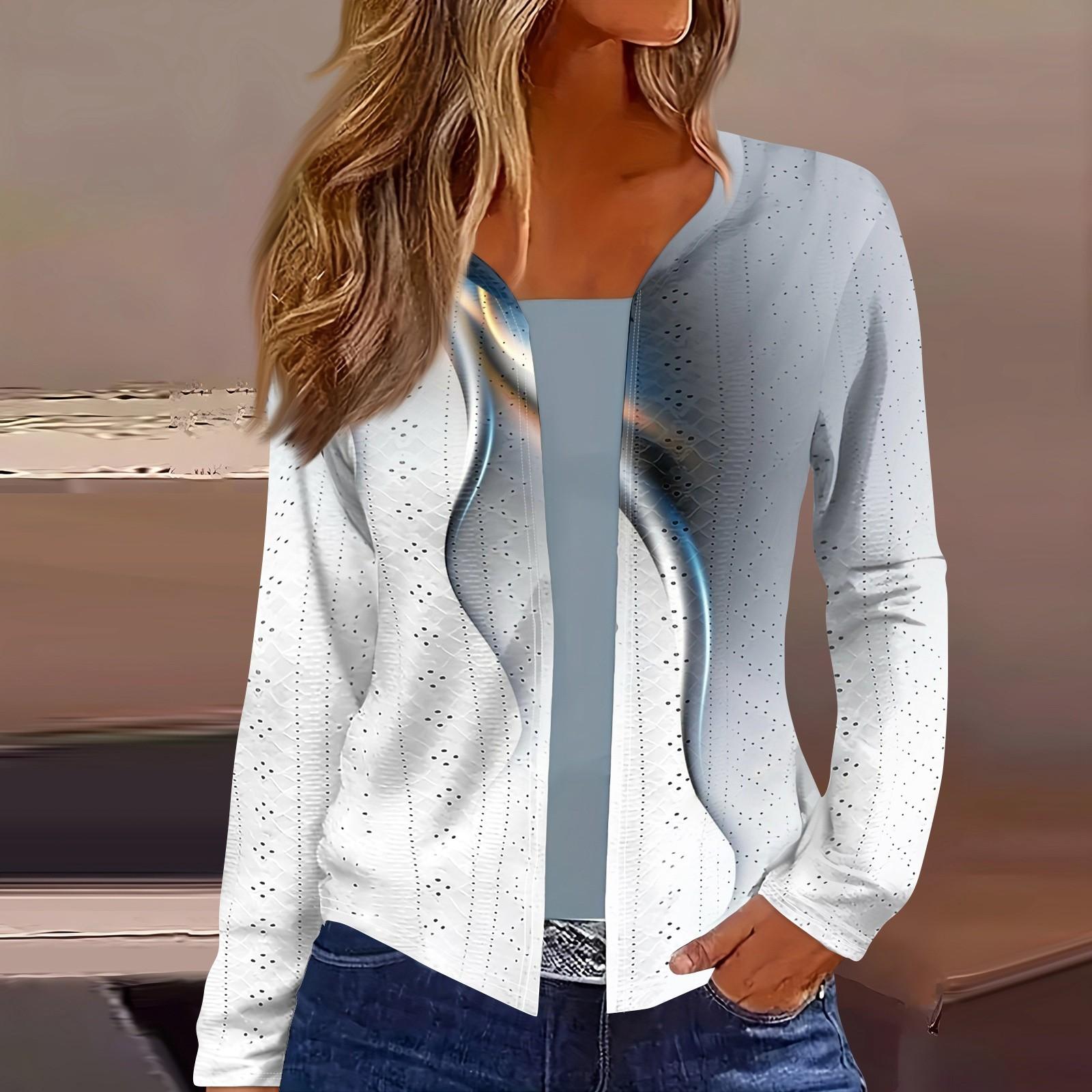 

Жіночий топ з принтом з довгим рукавом, щоденна модна тонка блузка-джемпер L