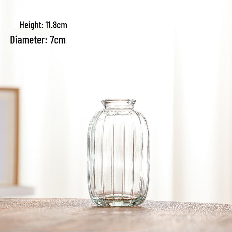 Retro Embossed Transparent Glass Vase: French-Inspired Luxury Home Decor for Living Room