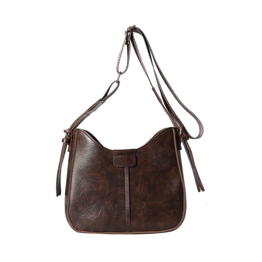 Fashionable Pu Crossbody Bag With Zipper Closure And Soft To Medium Hardness кофейный