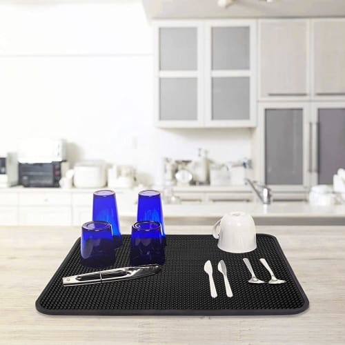 EXCO Coasters, High-Quality Silicone and Ceramic Coasters, Heat-Resistant, Non-Slip, Tea Trays, Multiple Styles to Choose from (Black Rectangle)