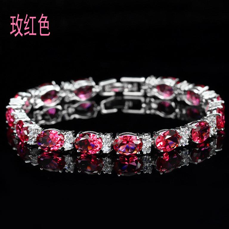 Multi-Colored, Summer Accessories Simple Crystal Colored Zircon Bracelet Does Not Fade Women'S Jewelry Colored Treasure Bracelet