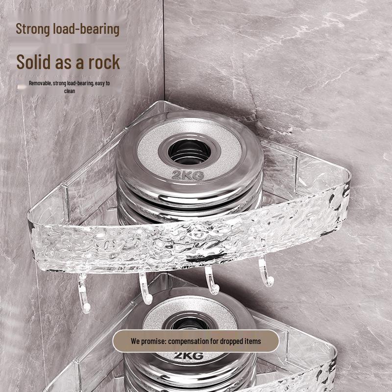 Wall-Mounted Bathroom Corner Shelf: Punch-Free Triangle Rack for Toilet Storage