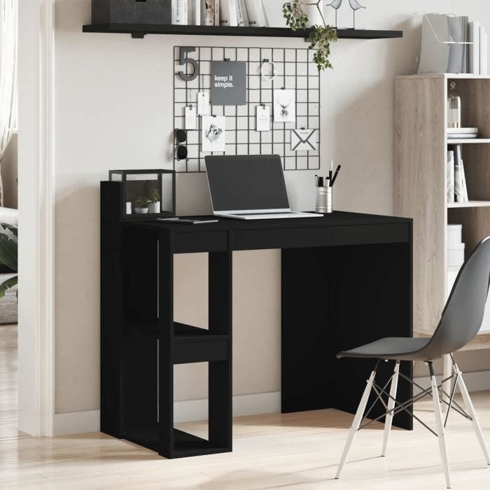 VidaXL Black Desk 103.5x56.5x94 Cm Engineered Wood, Writing Desk, Computer Desk, Home Office Desk, Desk 847976