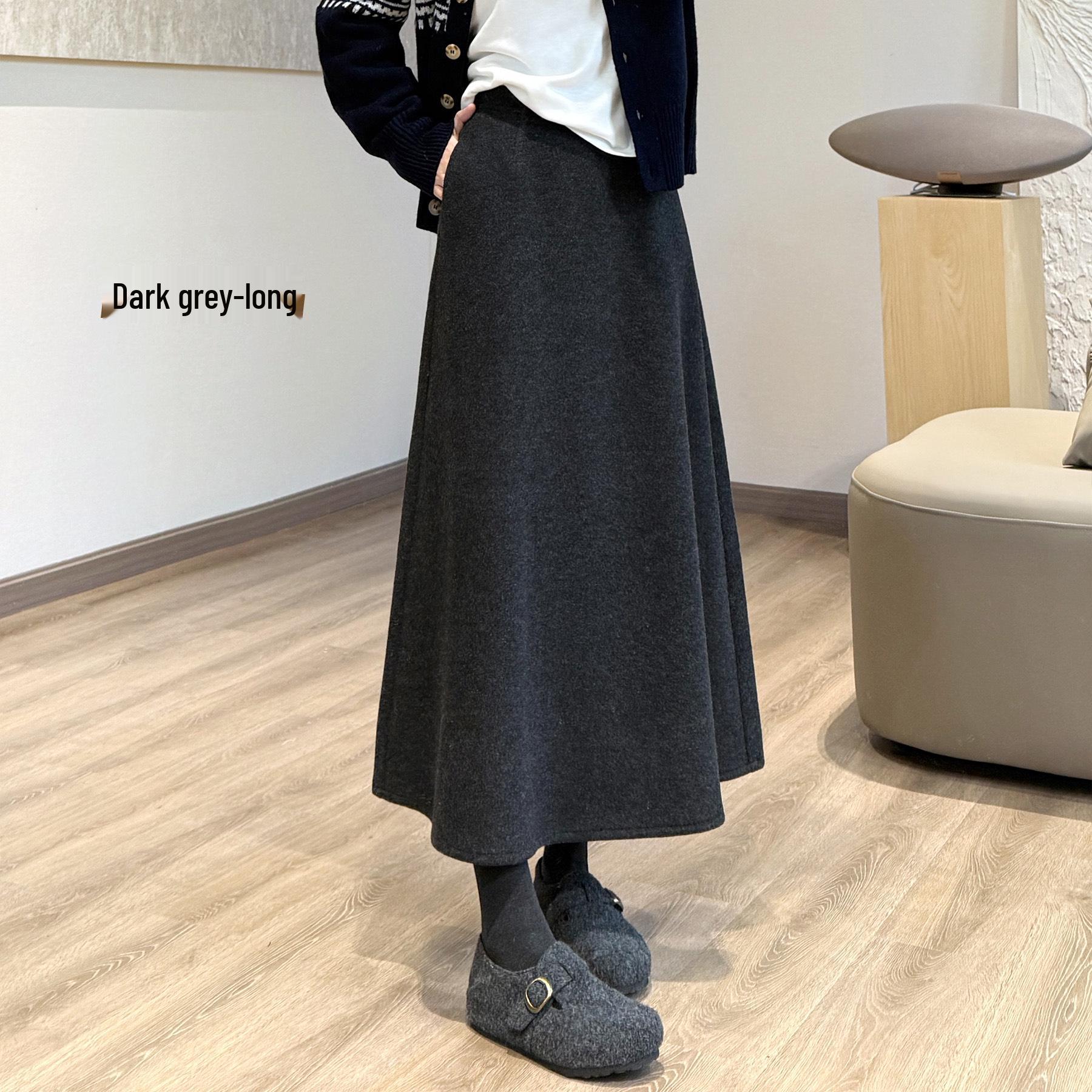 High-Waisted Wool Umbrella Skirt: Elegant, Warm, and Embroidered Midi for Winter L