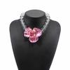 N11111 hot-selling creative transparent beaded electroplated flower necklace, personalized fashion solid color spray paint neck chain