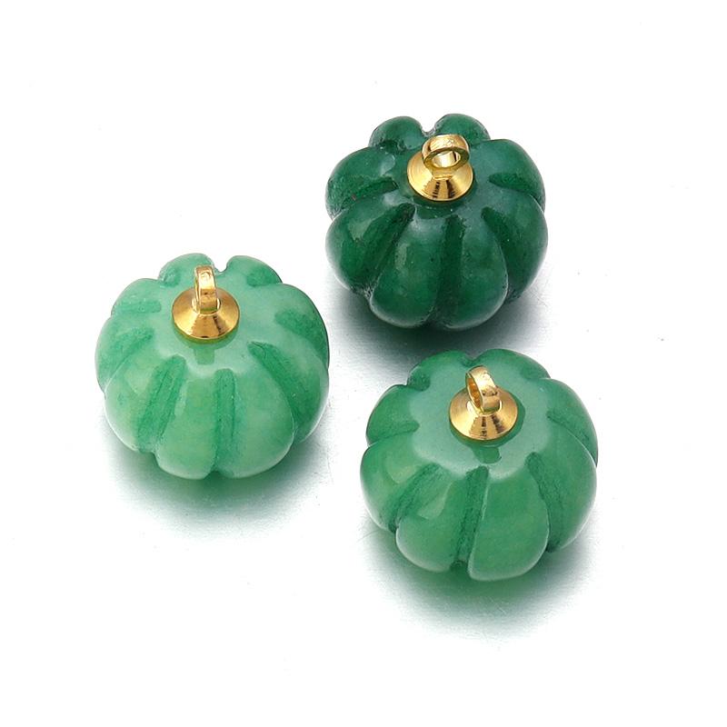 5PCS/Lot 12 14mm Cute Pumpkin Pendant Rose Quartz Green Aventurine Natural Stone Pendant Charms for Jewelry Making DIY Necklace