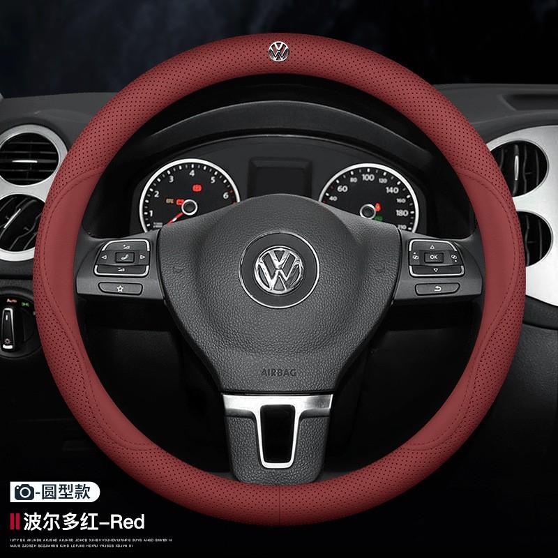 Golf MK7 MK8 Steering Wheel Cover Genuine Leather D Shape Round Universal Fit Car Interior Accessory
