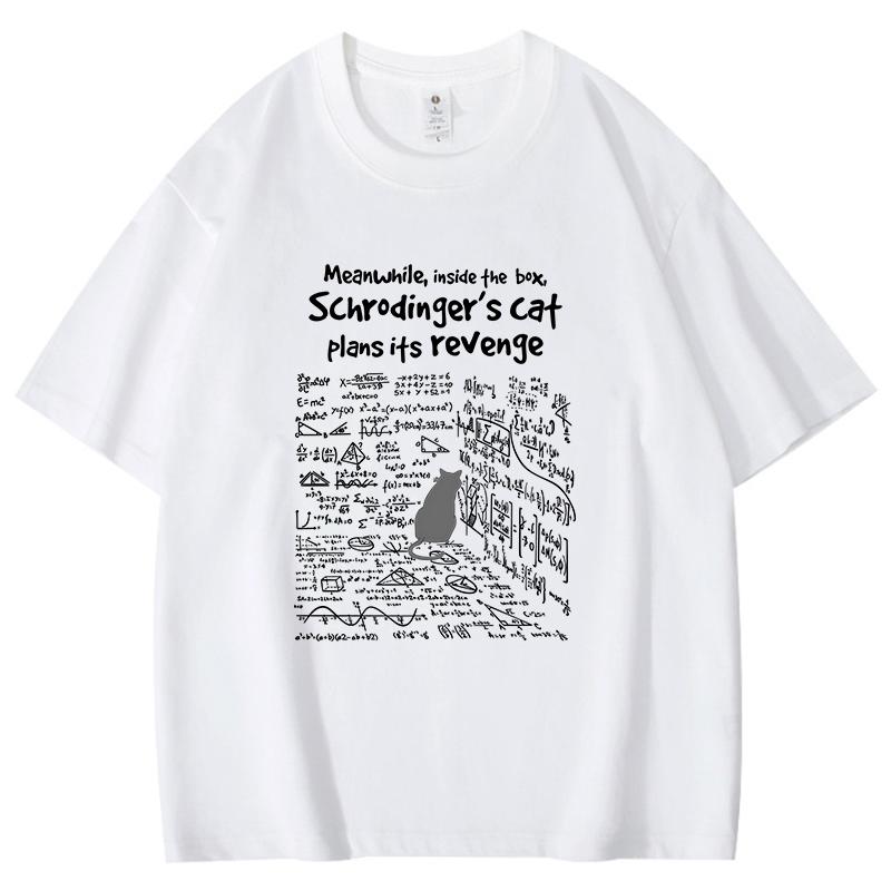 Cat Plans Its Revenge Pattern Unisex Women Cotton TShirt Fashion Short Sleeve Casual Summer Street Simple Loose Tops Neutral Tees