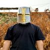 Medieval Templar Knight Helmet – Silver Finish, Mason's Brass Cross, Cosplay Armor
