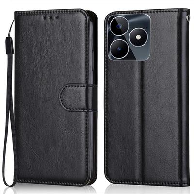 Αντικραδασμική δερμάτινη θήκη για πορτοφόλι για OPPO Realme C53 C51 12 11 Pro Plus A18 A38 A78 A98 5G 4G 4G θήκες για τσάντες τηλεφώνου από μαλακή σιλικόνη