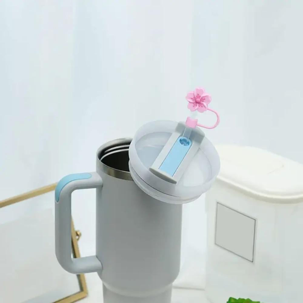 Silicone Cherry Blossoms Straw Cover Dust-Proof Straw Tips Begonia Flower Straw Topper Tumbler